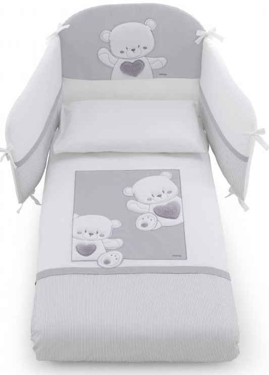 Šedý mantinel s posteľnou bielizňou Italbaby Jolie - Grey